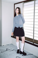 SHEER BUTTON CARDIGAN / GRAY