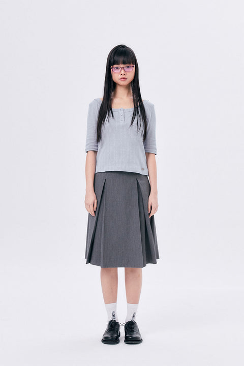 MIDI PLEATED WRAP SKIRT 3 / GRAY