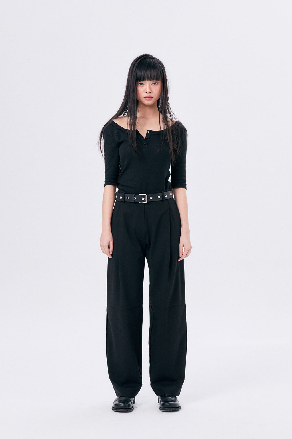 ONE TUCK WOOL PANTS 2 / BLACK