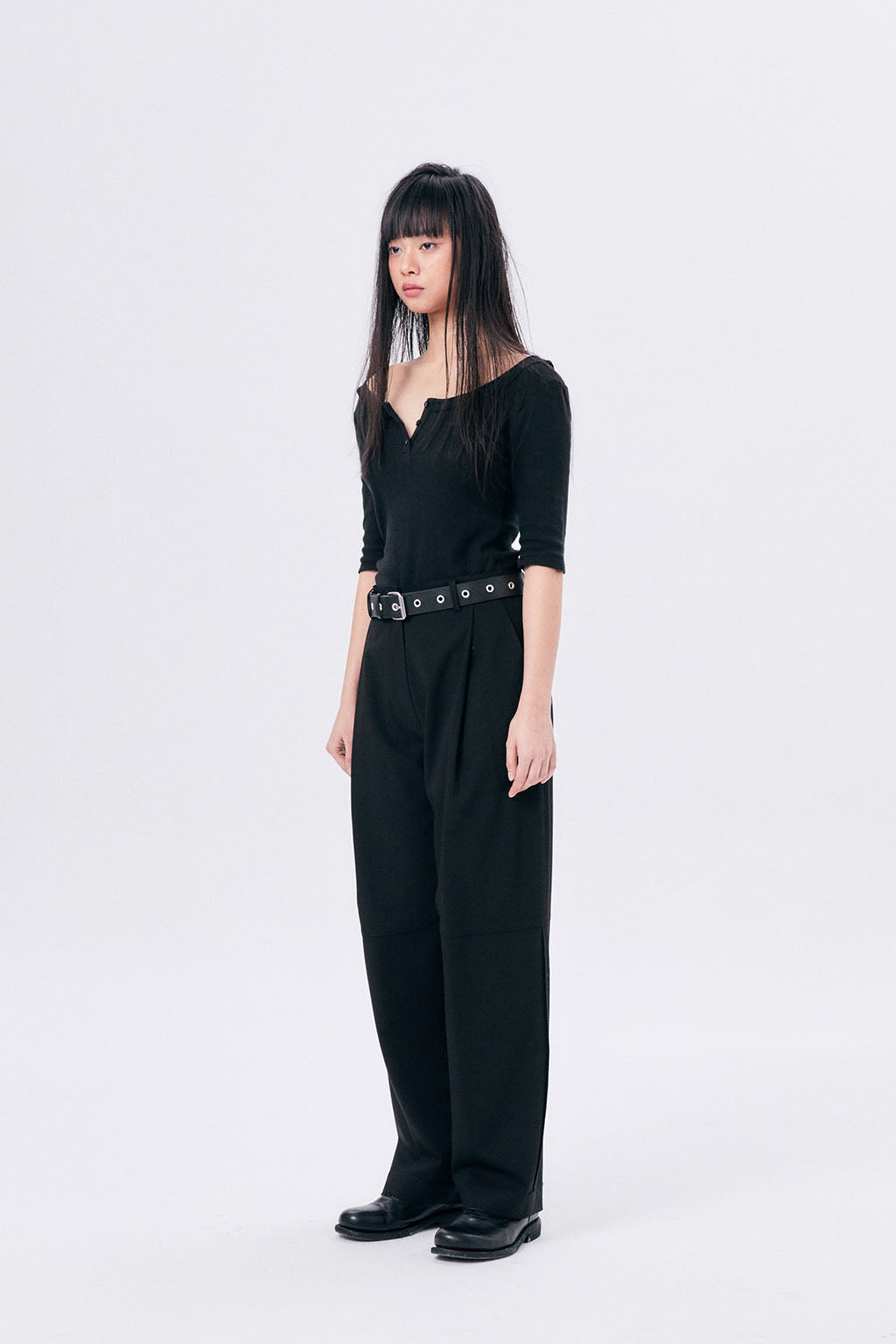 ONE TUCK WOOL PANTS 2 / BLACK