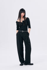 ONE TUCK WOOL PANTS 2 / BLACK