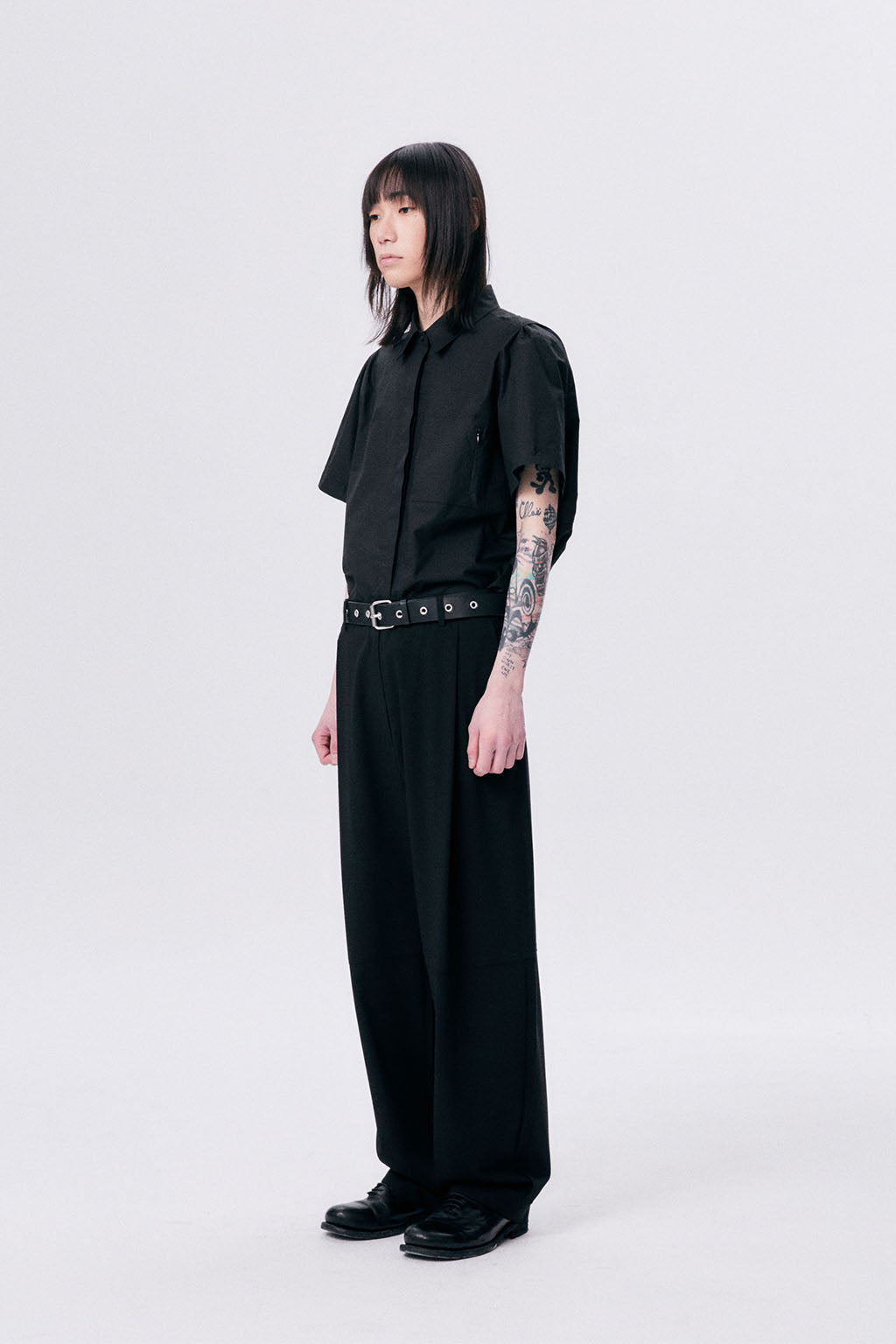 ONE TUCK WOOL PANTS 2 / BLACK