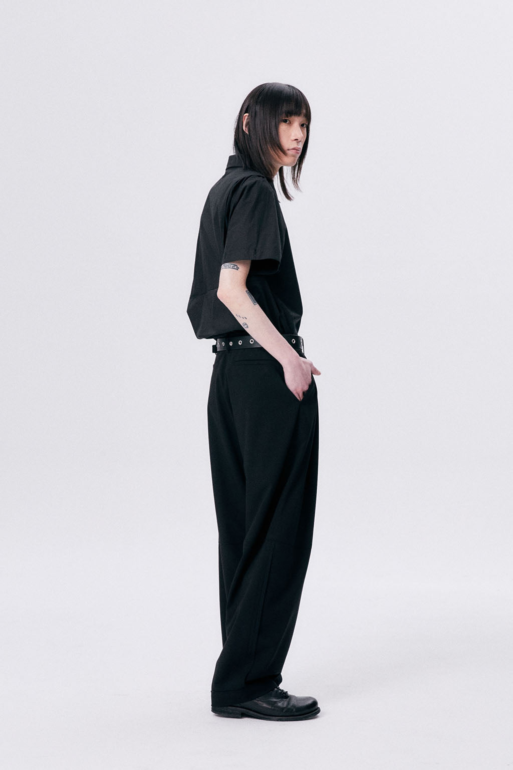 ONE TUCK WOOL PANTS 2 / BLACK