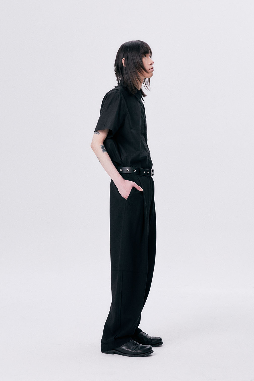 ONE TUCK WOOL PANTS 2 / BLACK