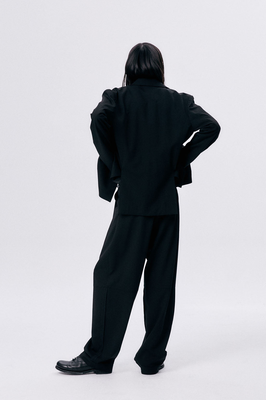 ONE TUCK WOOL PANTS 2 / BLACK