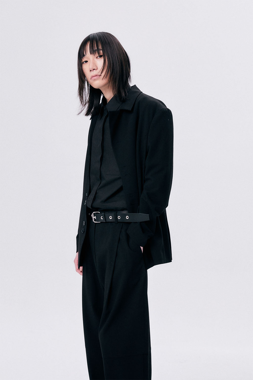 ONE TUCK WOOL PANTS 2 / BLACK