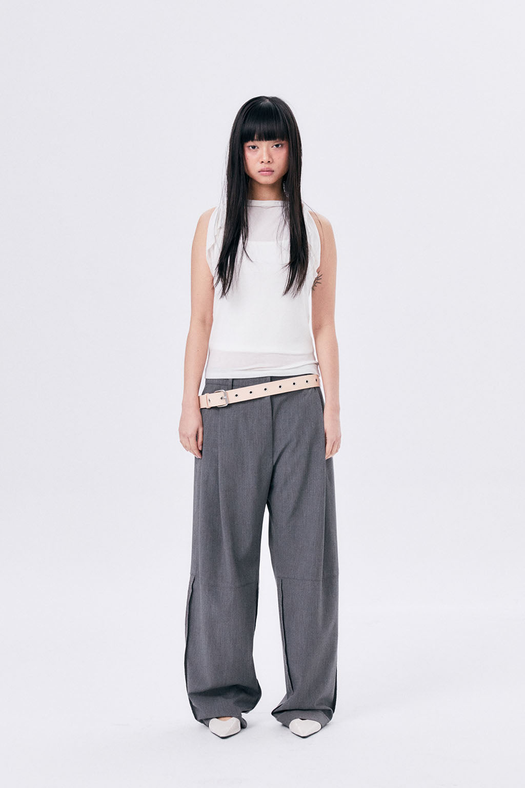 ONE TUCK WOOL PANTS 2 / GRAY