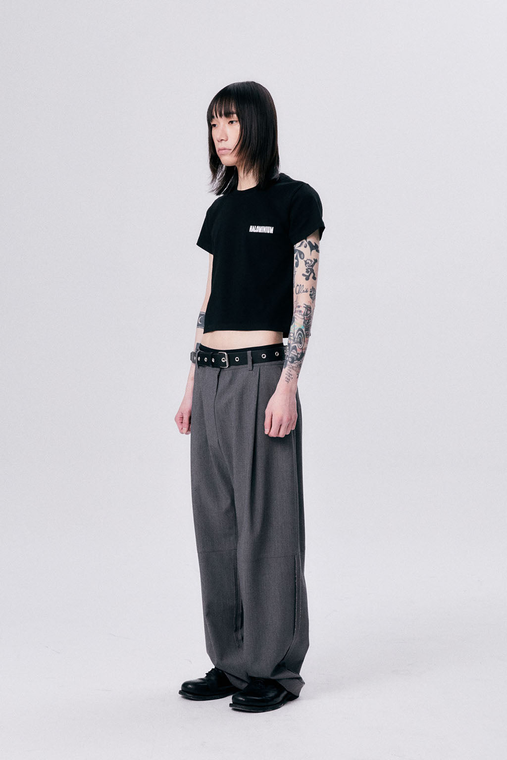 ONE TUCK WOOL PANTS 2 / GRAY