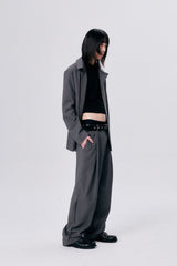 ONE TUCK WOOL PANTS 2 / GRAY