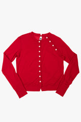 SHEER BUTTON CARDIGAN / RED