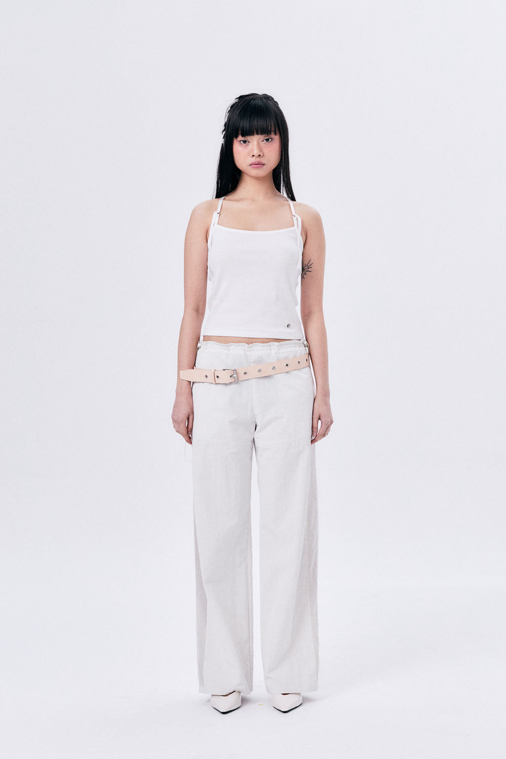 SIDE MESH ELASTIC STRING PANTS / ECRU