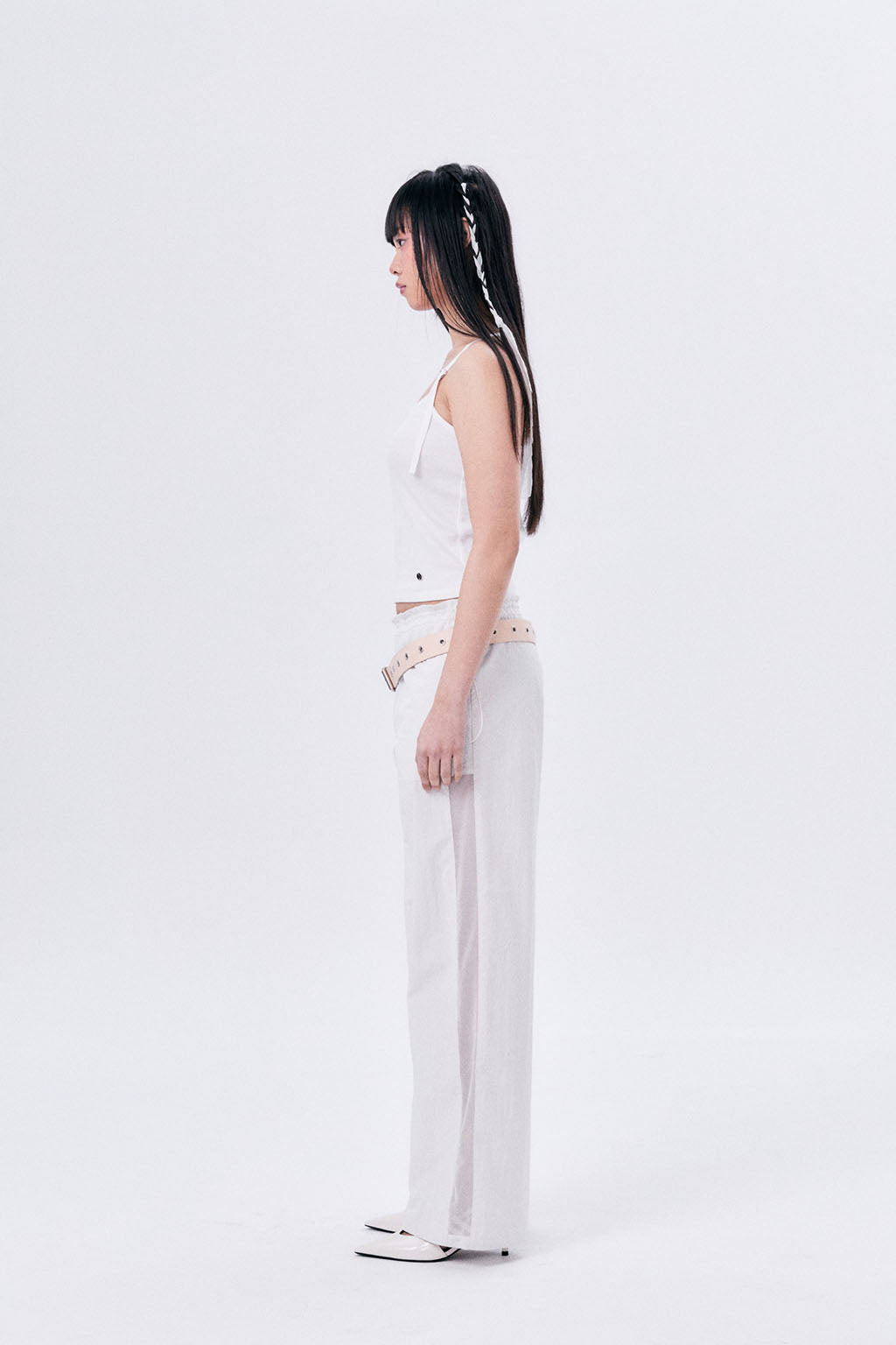 SIDE MESH ELASTIC STRING PANTS / ECRU