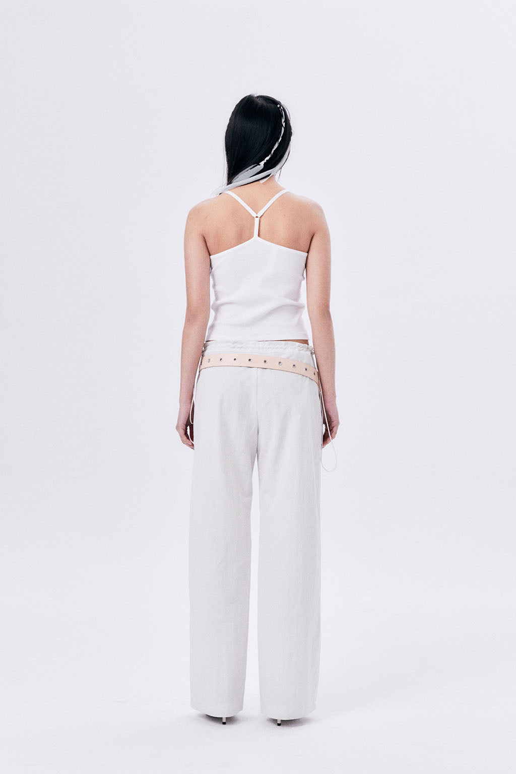 SIDE MESH ELASTIC STRING PANTS / ECRU