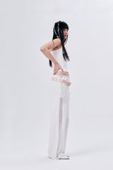 SIDE MESH ELASTIC STRING PANTS / ECRU