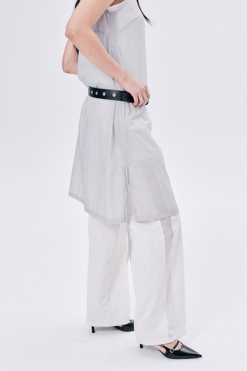 SIDE MESH ELASTIC STRING PANTS / ECRU