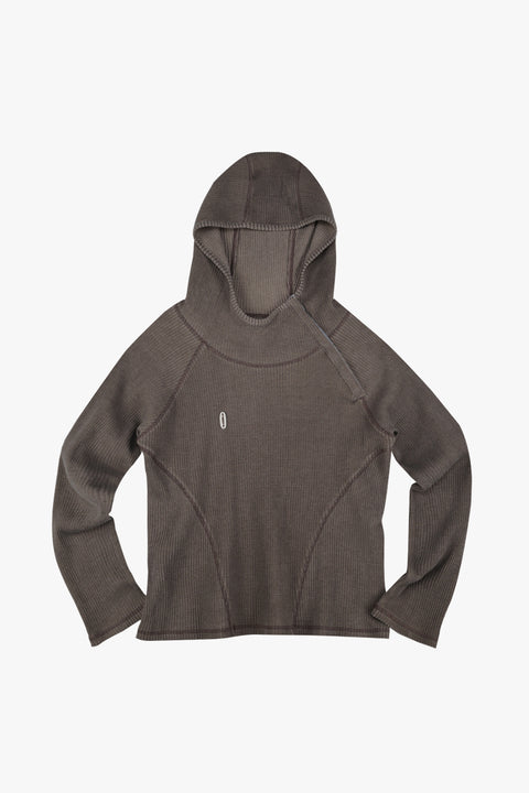 PIGMENT SLIM WAFFLE HOODIE / BROWN