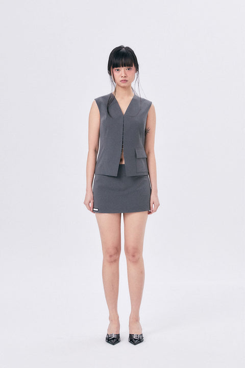 SUMMER WOOL VEST / DARK GRAY