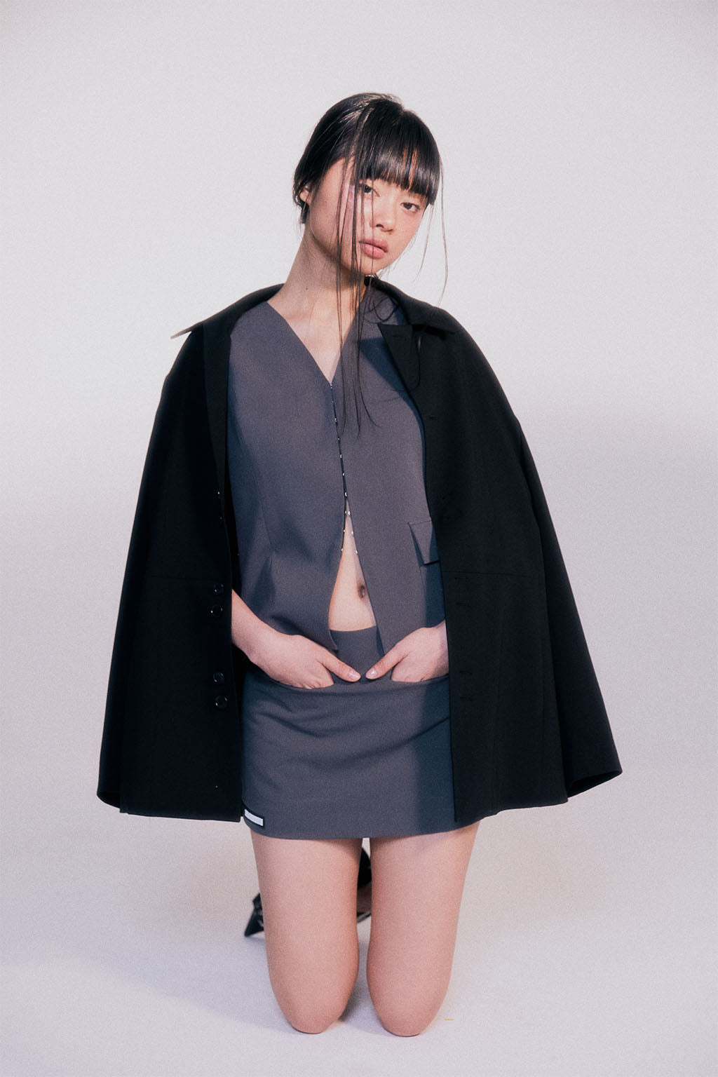 UNBALANCE COLLAR JACKET / BLACK