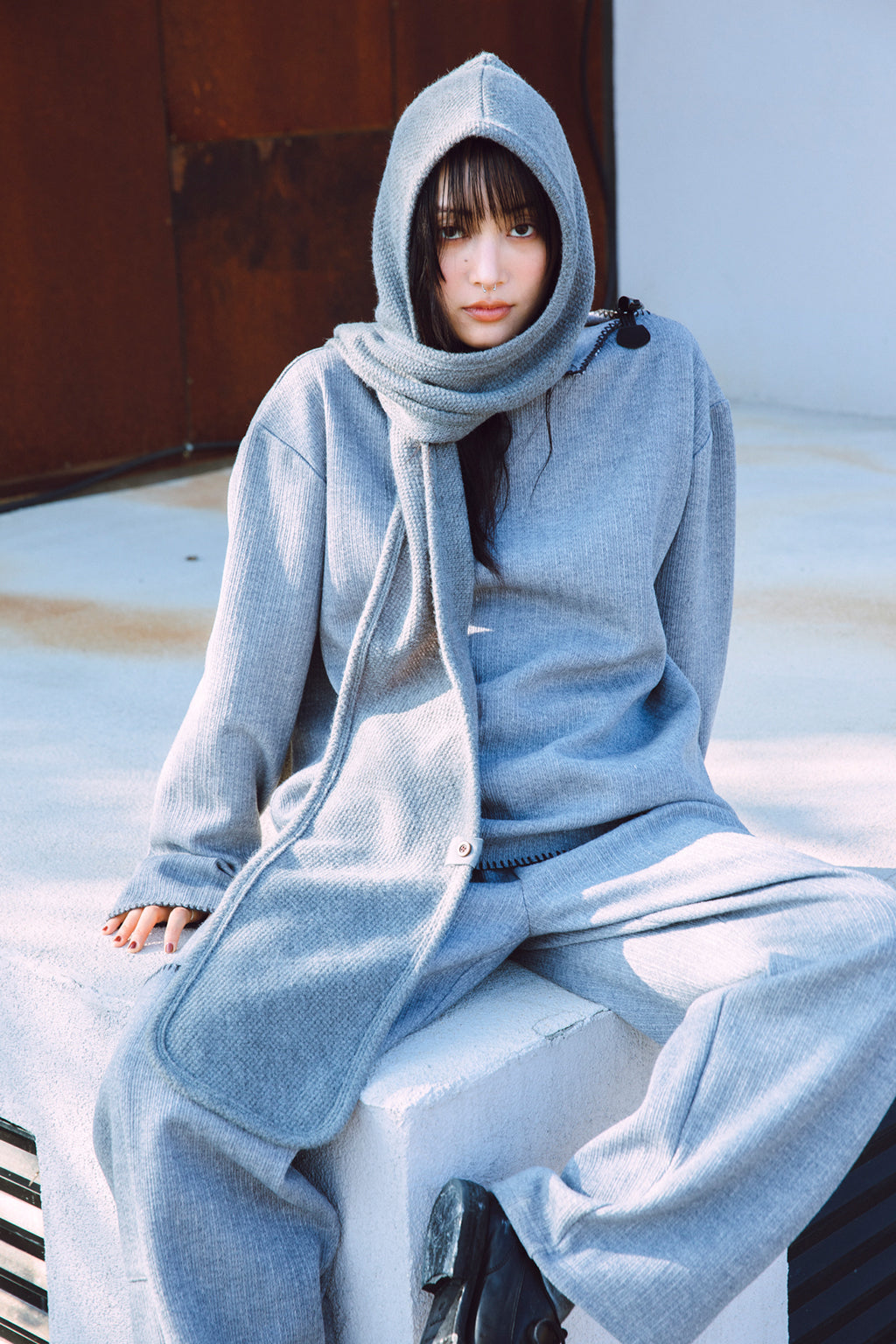 HOOD MUFFLER / GRAY