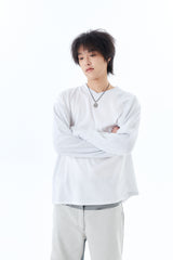 V NECK PIQUE RAGLAN TEE / WHITE