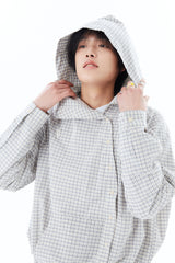 CHECK HOODED SHIRT / ECRU