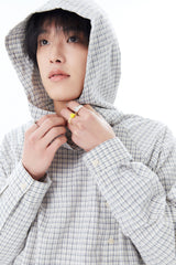 CHECK HOODED SHIRT / ECRU