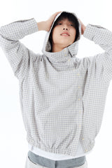 CHECK HOODED SHIRT / ECRU