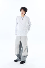 V NECK PIQUE RAGLAN TEE / WHITE