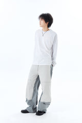 V NECK PIQUE RAGLAN TEE / WHITE