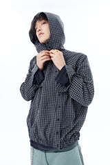 CHECK HOODED SHIRT / NAVY