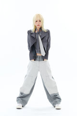 DOUBLE-BUTTON JACKET / GRAY