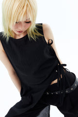 SIDE RIBBONS DRESS / BLACK