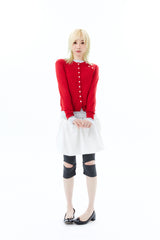 SHEER BUTTON CARDIGAN / RED