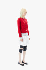 SHEER BUTTON CARDIGAN / RED