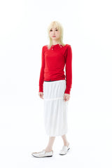 SHEER BUTTON CARDIGAN / RED