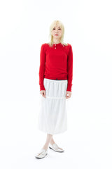 SHEER BUTTON CARDIGAN / RED